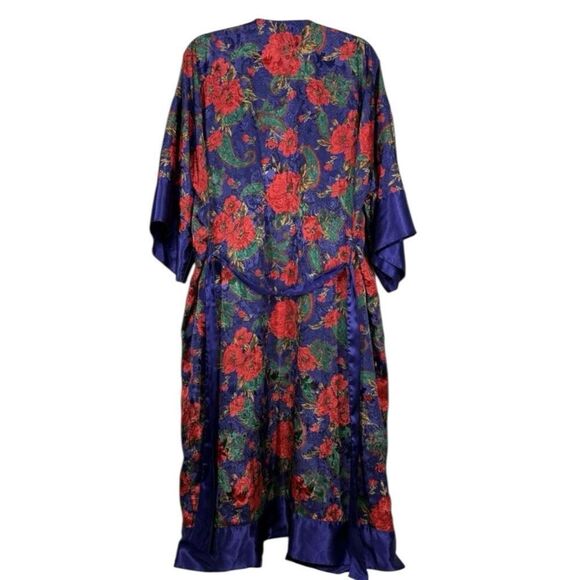 Vintage Gold Tag Victorias Secret Purple & Red Floral MIDI Robe Sz S - Picture 3 of 4